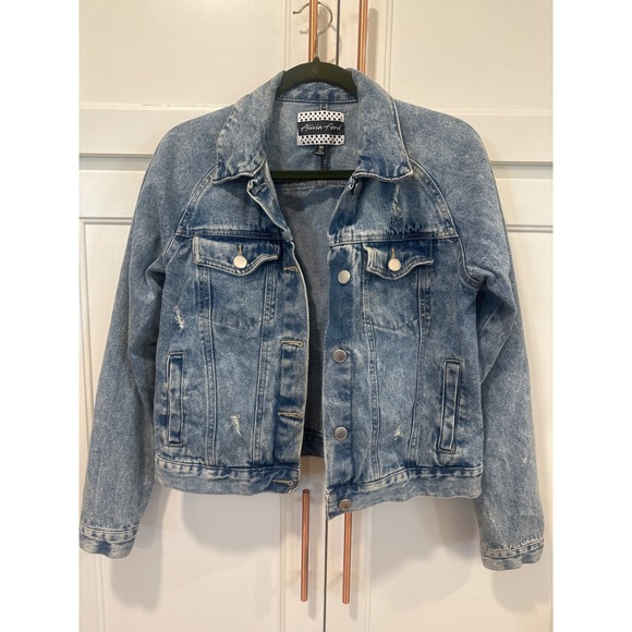 Alivia Ford Jackets & Blazers - Alivia Ford Womens Distressed Acid Wash Denim boho Jacket Blue Size Medium read